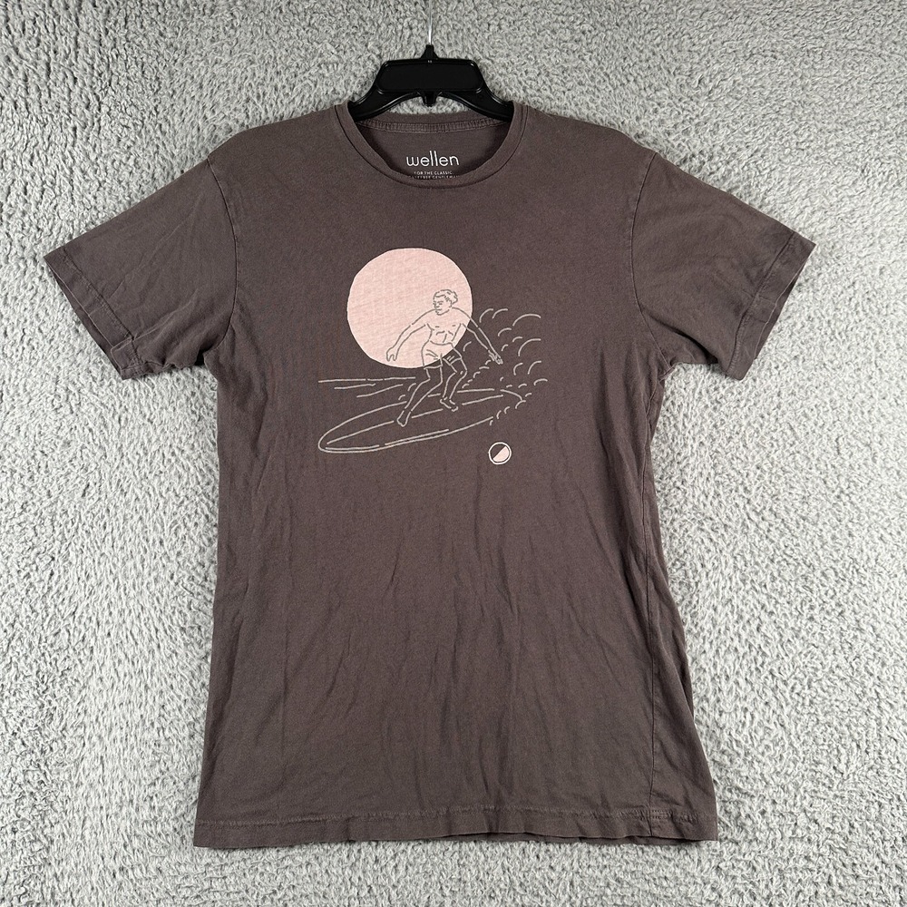 Wellen Surf Huckberry‎ Tee Shirt Mens Medium Gray Cotton Made In USA